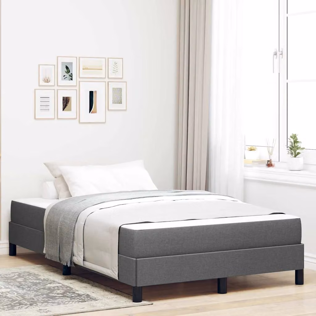 Letto a molle moderno vidaXL in tessuto grigio con struttura in legno e metallo L/P/H: 120 x 200 cm – 1