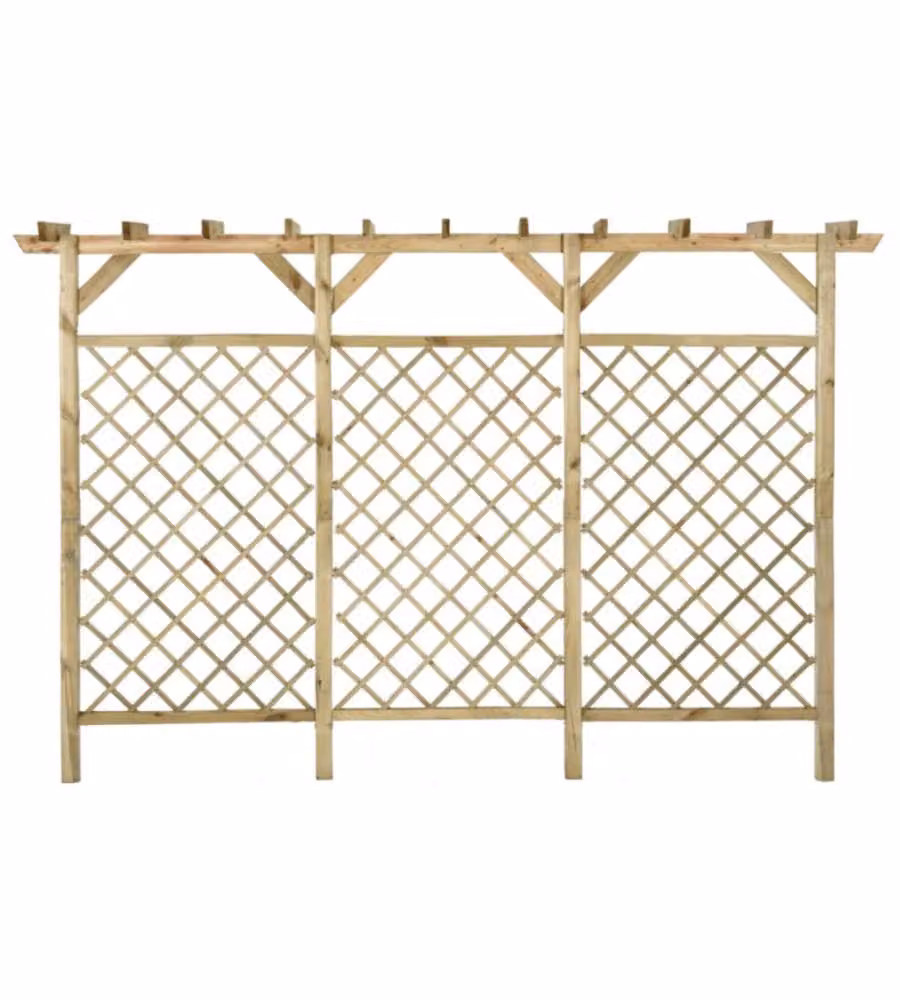 vidaXL Recinzione a Traliccio con Pergolato in Legno di Pino Impregnato, L 300 x P 50 x H 200 cm, Marrone o Verde – 2