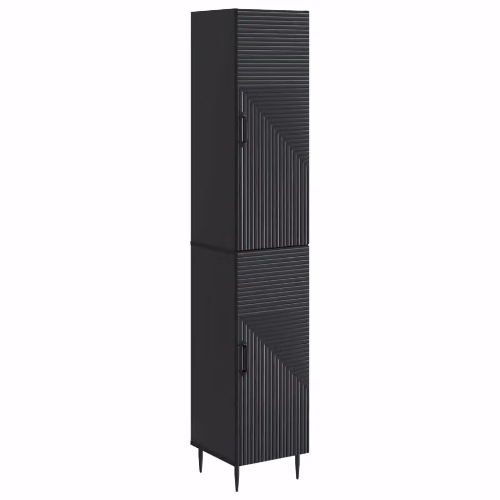 Set di 2 armadi moderni vidaXL con ante scorrevoli in MDF nero opaco per camera da letto o ufficio – 2