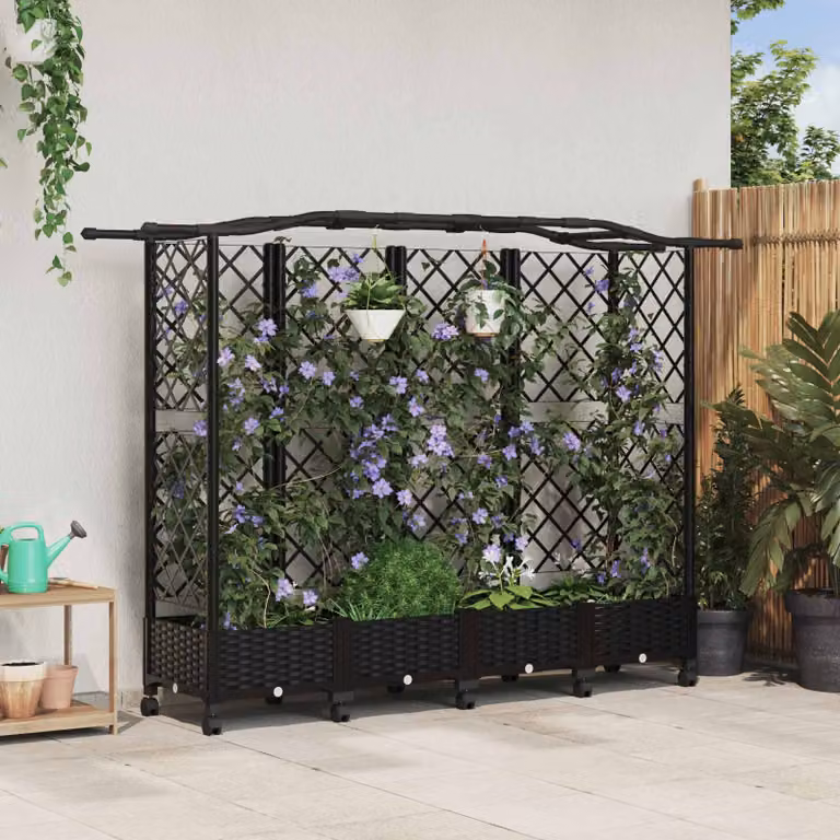 Letto rialzato con griglia e tetto vidaXL, colore nero, L 203,5 x P 40 x H 129 cm