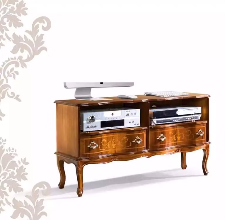Klassisches Lowboard TV-Ständer RTV Schrank Schubladen Holz Design