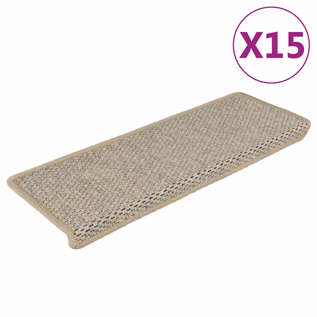vidaXL Tappeti Autoadesivi Scale Aspetto Sisal 15 pz Verde Chiaro