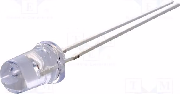 5 LED gialli, tecnologia a gel, 5mm, 20mA, angolo di emissione 30°, tensione 2,9÷3,6V, intensità luminosa 4500÷6000mcd, modello OSY5PA5C31A, diodi LED a montaggio su circuito stampato (THT), 5mm