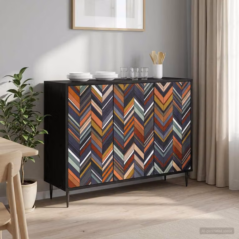 vidaXL Credenza OMMEN Moderna in Rovere e Nero, L: 102 cm, P: 33 cm, H: 76 cm