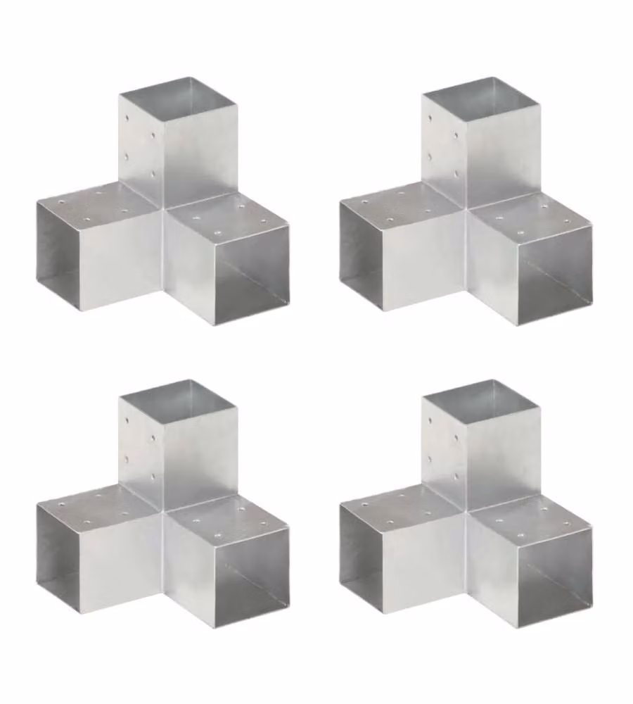 Connettori per Pali a Forma di Y 4 pz Metallo Zincato 91x91 mm