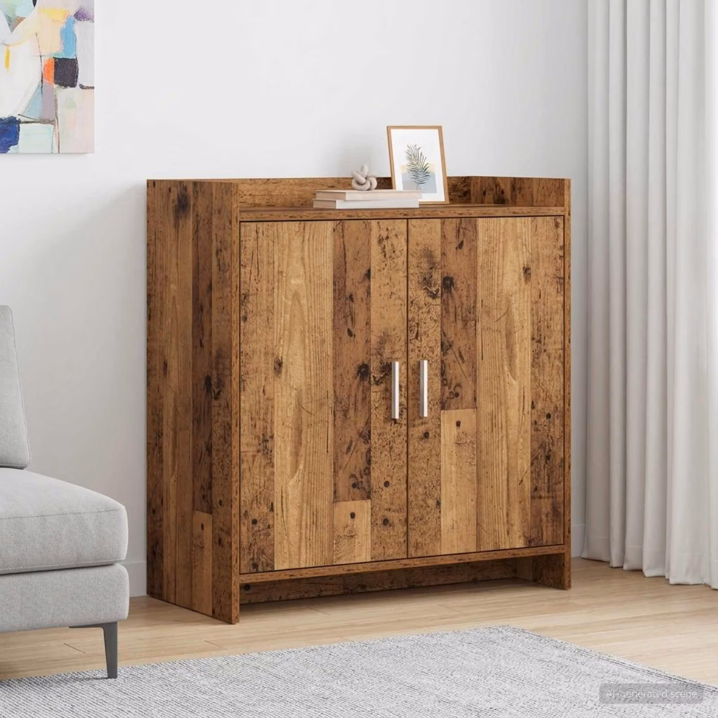 Credenza vidaXL in legno antico e metallo, colore marrone, L 72 cm x P 36 cm x H 80 cm