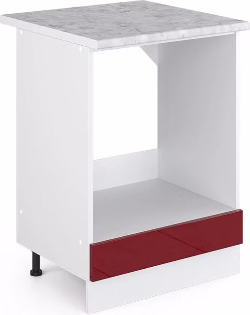 Base universale R-Line Vicco con piano di lavoro, colore Bordeaux lucido, Larghezza: 60 cm – 1