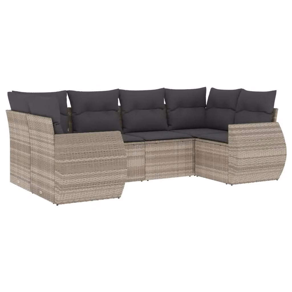 vidaXL Set Divano da Giardino a L in Polyrattan Grigio con Cuscini Imbottiti e Coperture Rimosse – 2