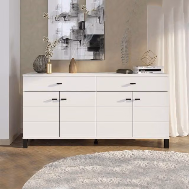 Madia Barich, Credenza 3 Ripiani, 154x35x78h cm Bianco