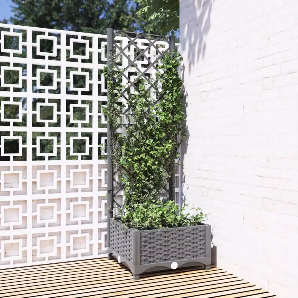 Fioriera da giardino con graticcio vidaXL Grigio Chiaro in plastica L/P/H: 40 x 40 x 121,5 cm