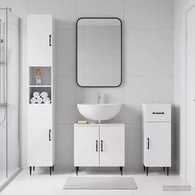 Set di armadietti da bagno in 3 pezzi HAARLEM Bianco Lucido 3417859