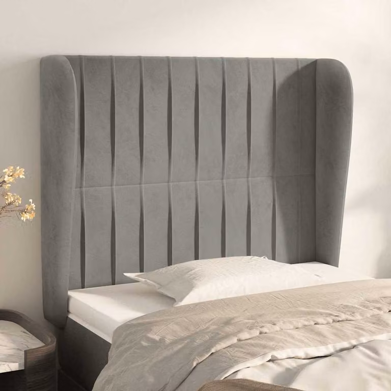 Testiera ad orecchio vidaXL in velluto grigio chiaro L: 93 cm, P: 23 cm, H: 118-128 cm