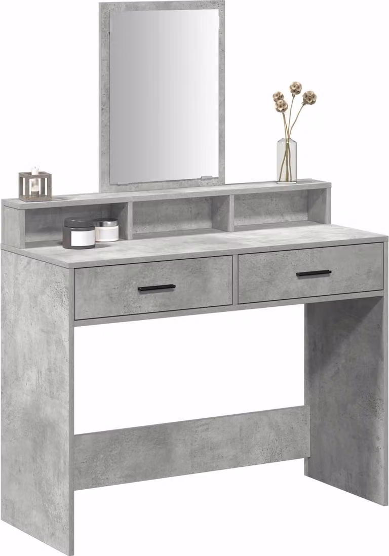Tavolo da Trucco con cassetto Grigio cemento 100 x 41 x 140 cm