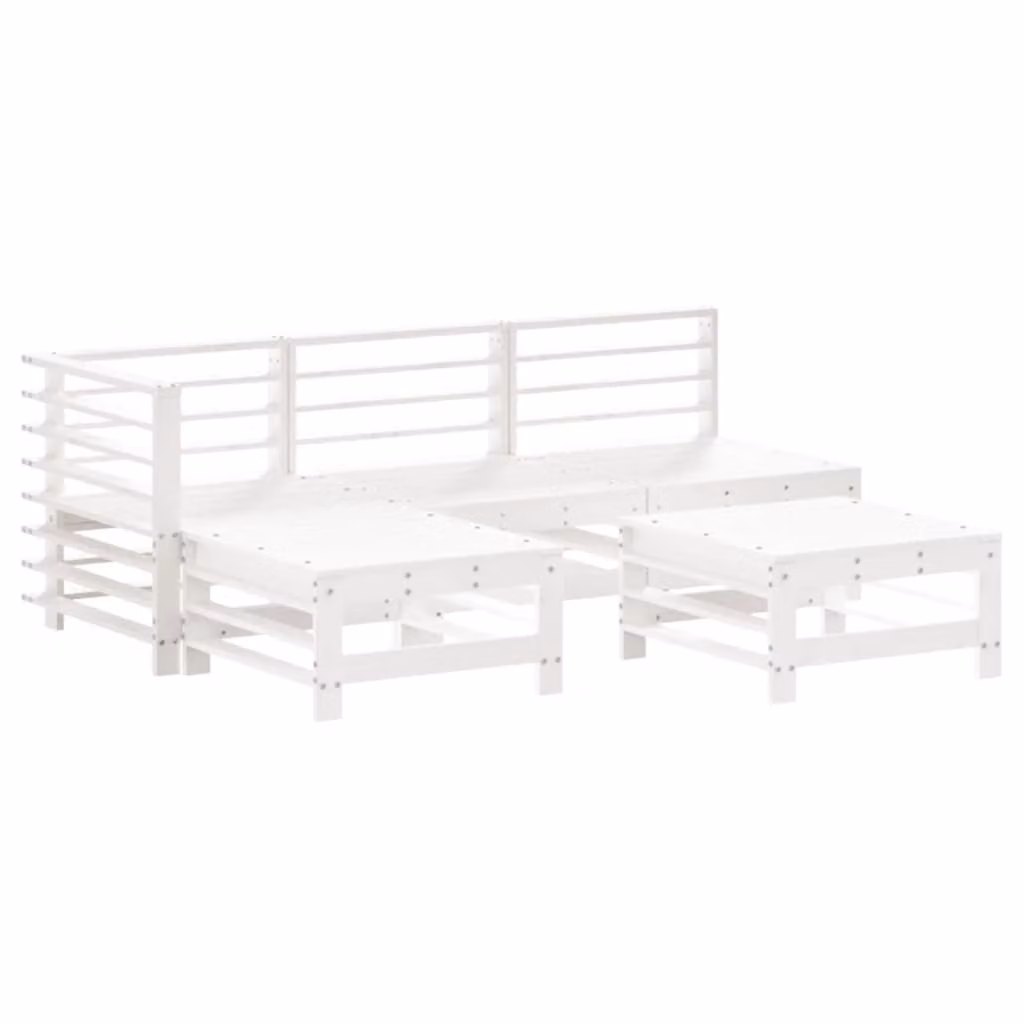 Set Salotto da Giardino 5 pz Bianco in Legno Massello di Pino