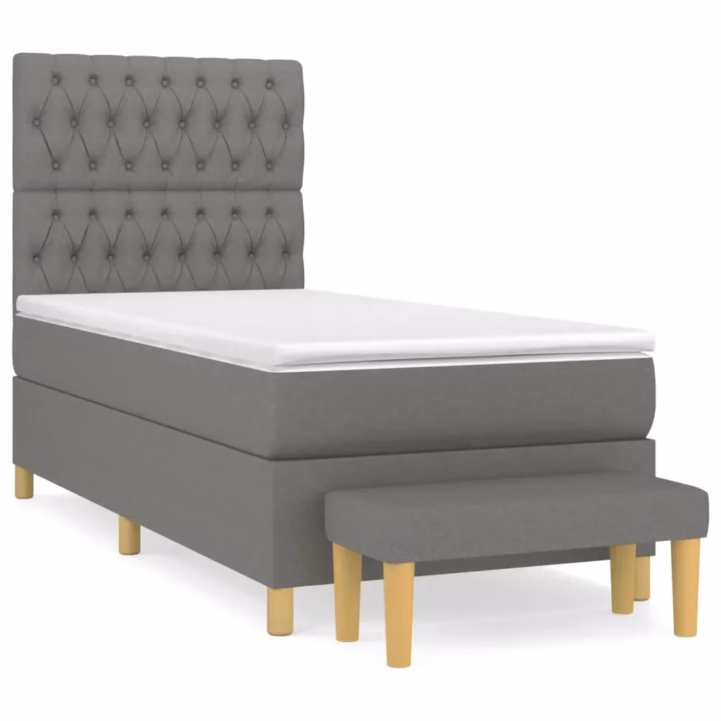 Giroletto a Molle con Materasso Ibrido vidaXL in Tessuto Grigio e Bianco, L/P/H: 90 x 190 x 40 cm – 2