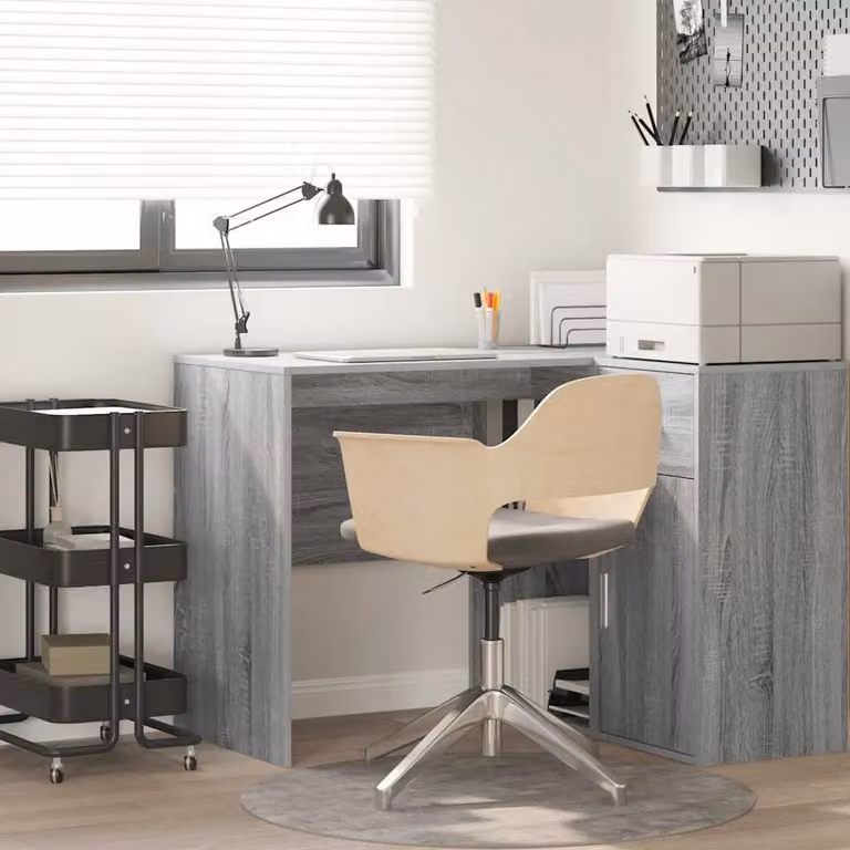 Scrivania moderna vidaXL in legno ingegnerizzato MDF Grigio, L 102 x P 50 x H 75 cm