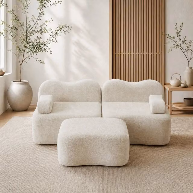Divano angolare modulare 192x167x70 cm senza struttura interna in velluto beige