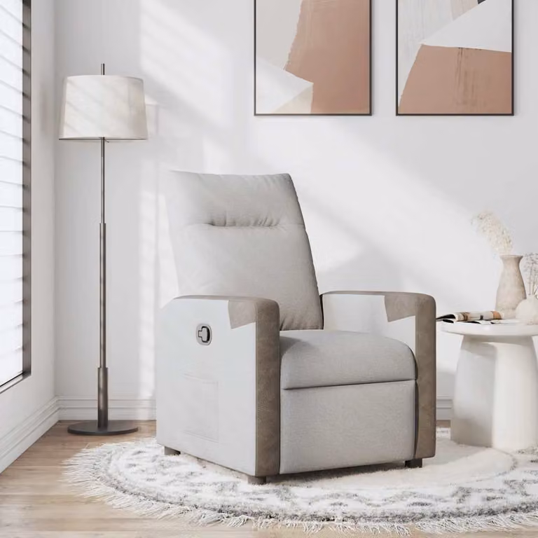 vidaXL Poltrona Reclinabile Relax in Tessuto Grigio con Braccioli e Regolazione Manuale