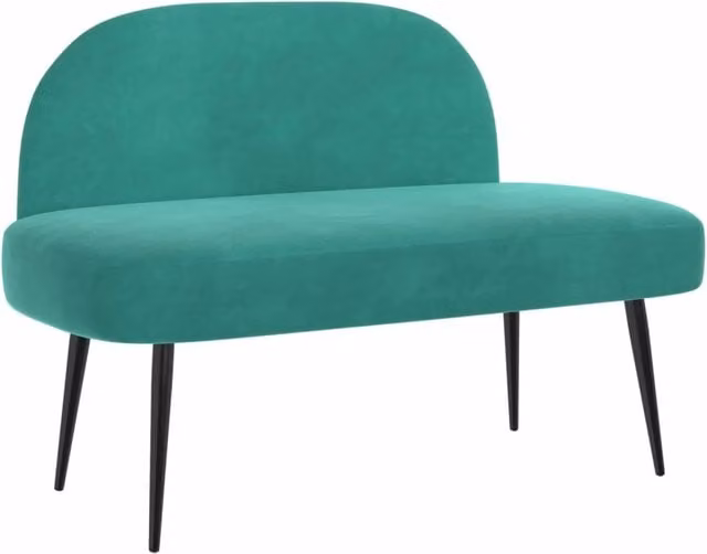 Panchina imbottita con schienale in velluto turchese DESIGN IN L/P/H: 110 x 60 x 76 cm