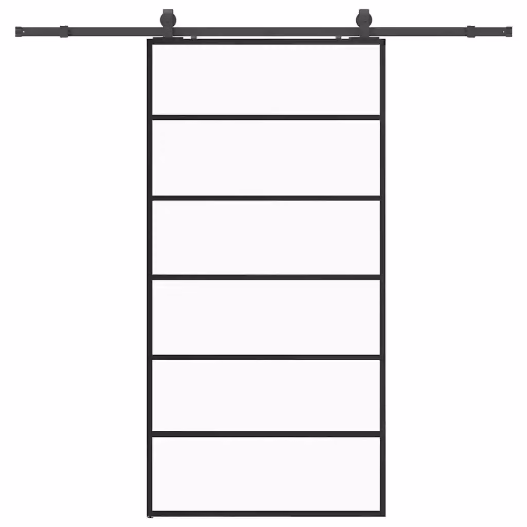 Porta Scorrevole Moderna vidaXL in Vetro Trasparente con Ferramenta Nera, L: 102 cm, H: 205 cm – 2