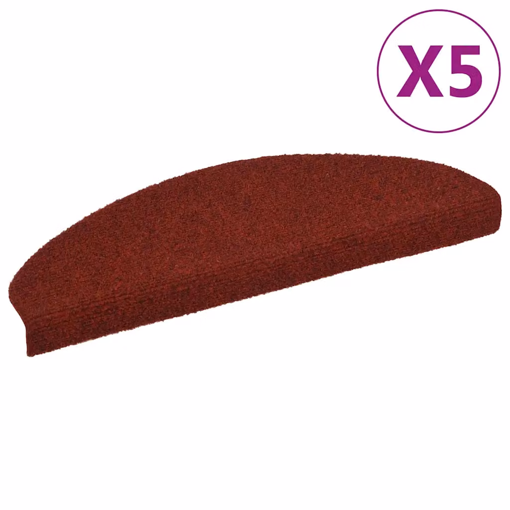 vidaXL Tappetini per scale autoadesivi 5 pz 65x21x4 cm Bordeaux Rosso