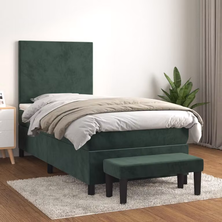 Maison Exclusive - Giroletto a Molle con Materasso Verde Scuro 90x190 cm Velluto