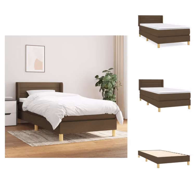 vidaXL Letto a molle con materasso marrone scuro 80x200 cm in tessuto - Letti e strutture letto