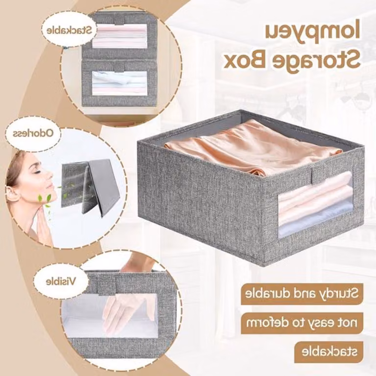Set di 2 scatole di stoccaggio trasparenti per abbigliamento, ideali per vestiti, libri e giocattoli (40 x 27 x 17 cm)