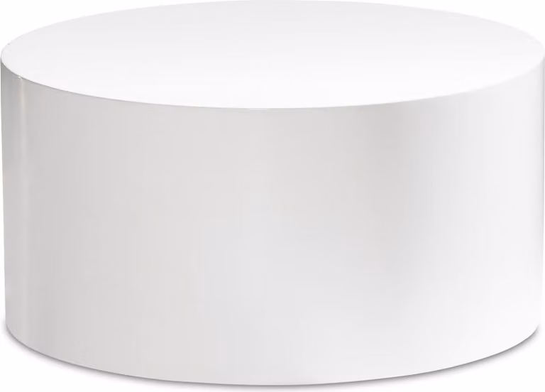 Tavolino monoblocco 60x60x30 cm bianco lucido, tavolino di design per soggiorno rotondo, tavolino da salotto semplice, tavolino moderno | Wohnling