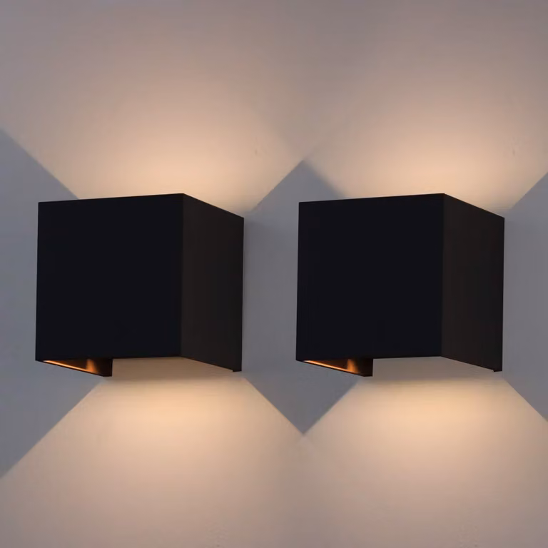 Lampade da parete a LED, confezione da 2, 7W, 3000K, grado di protezione IP65, colore nero