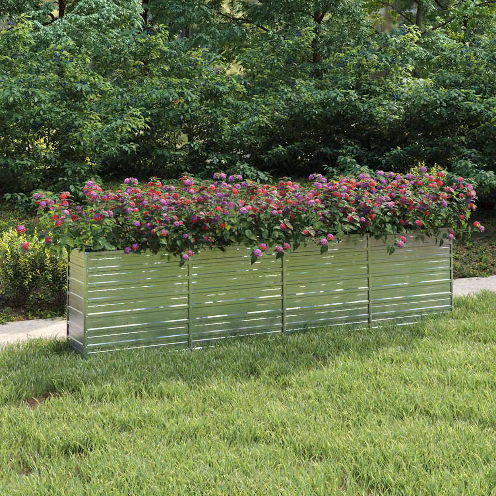 Letto rialzato da giardino vidaXL in acciaio zincato argento L: 320 cm, P: 40 cm, H: 77 cm