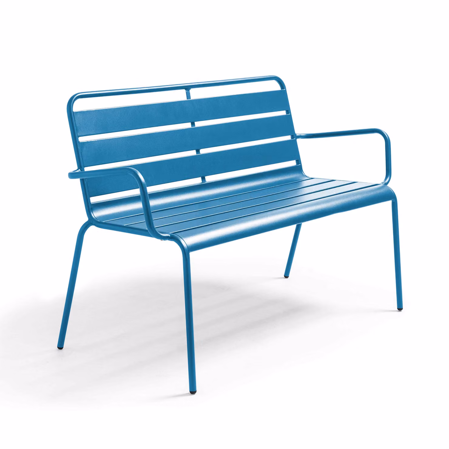 Panca da giardino in metallo blu pacifico - Oviala Palavas