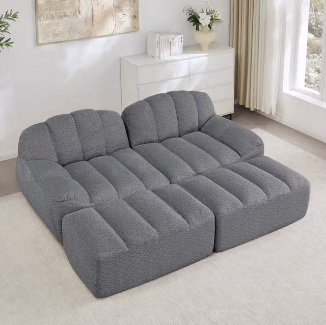 Divano modulare grigio in pile granulato HOMVRA