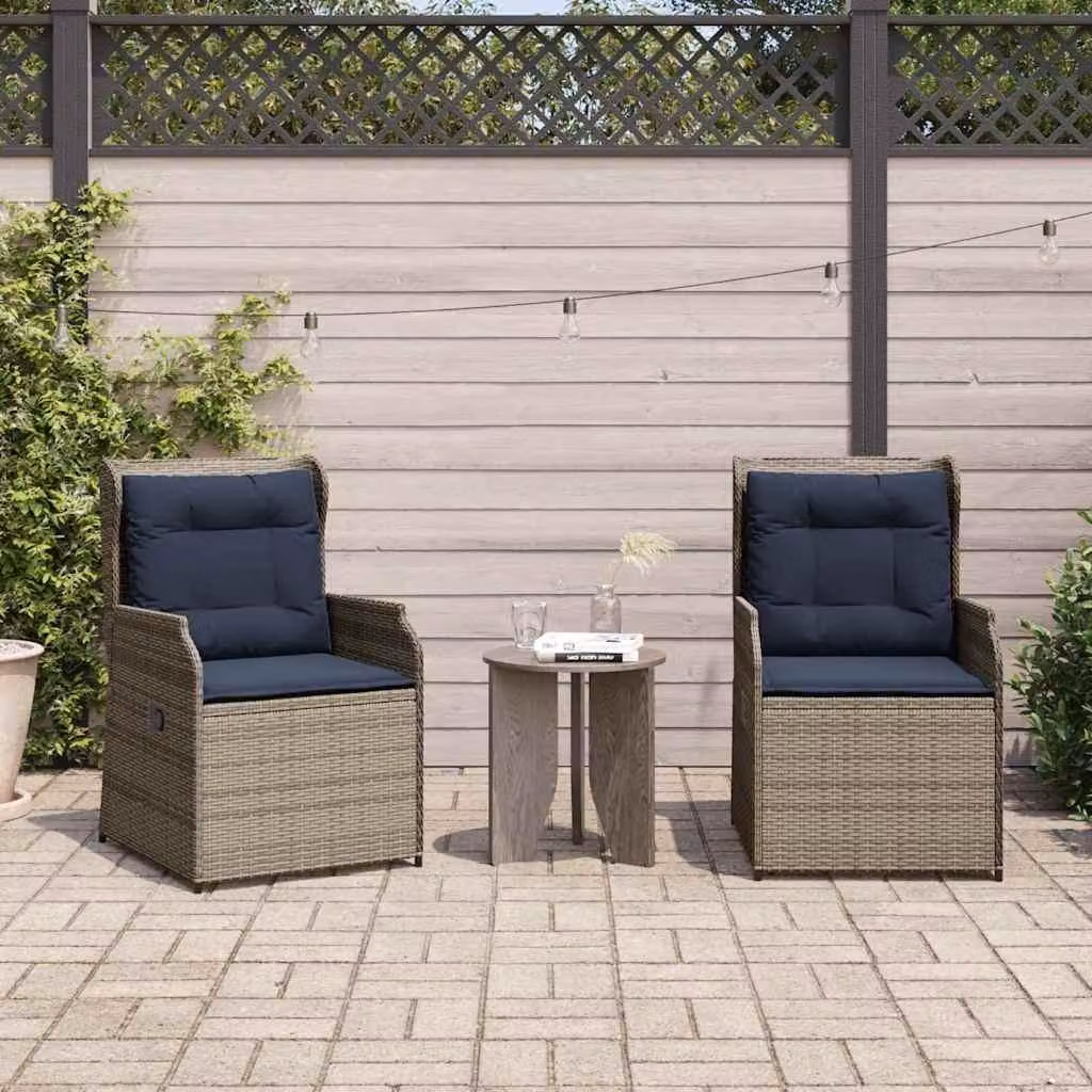 Maison Exclusive - Panca da giardino, 2 pezzi, grigia, in rattan sintetico