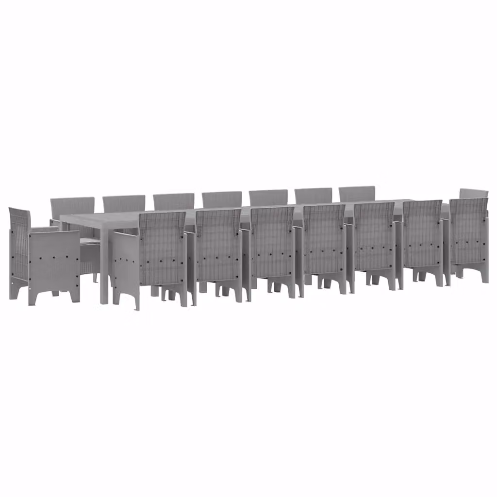 Set da pranzo da giardino moderno vidaXL in rattan grigio con 17 pezzi – 2
