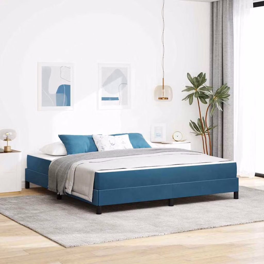 Maison Exclusive - Letto boxspring con materasso blu scuro 180 x 200 cm Tessuto