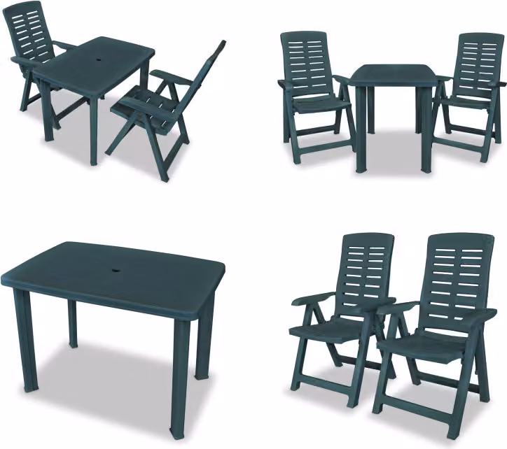 vidaXL Set bistrot 3 pezzi in plastica verde - Set da pranzo da giardino - Set da pranzo da giardino - Mobili da giardino - Set di mobili da giardino