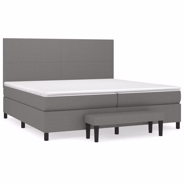 Giroletto a Molle con Materasso Grigio Scuro 200x200 cm Tessuto
