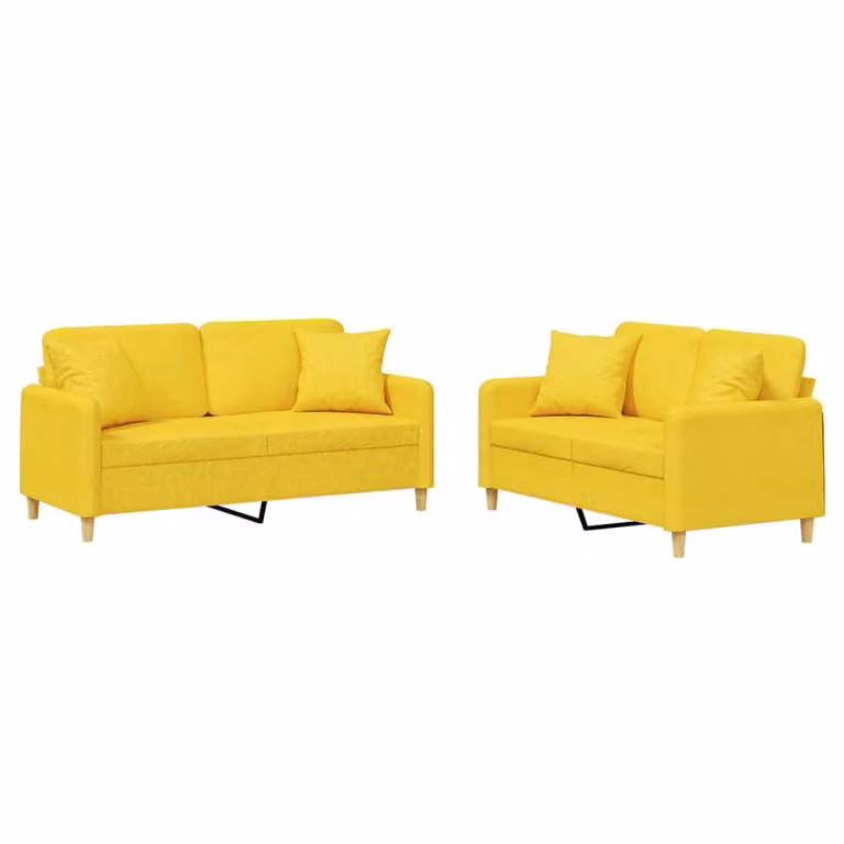set divano 2 pezzi con cuscini Tessuto giallo chiaro