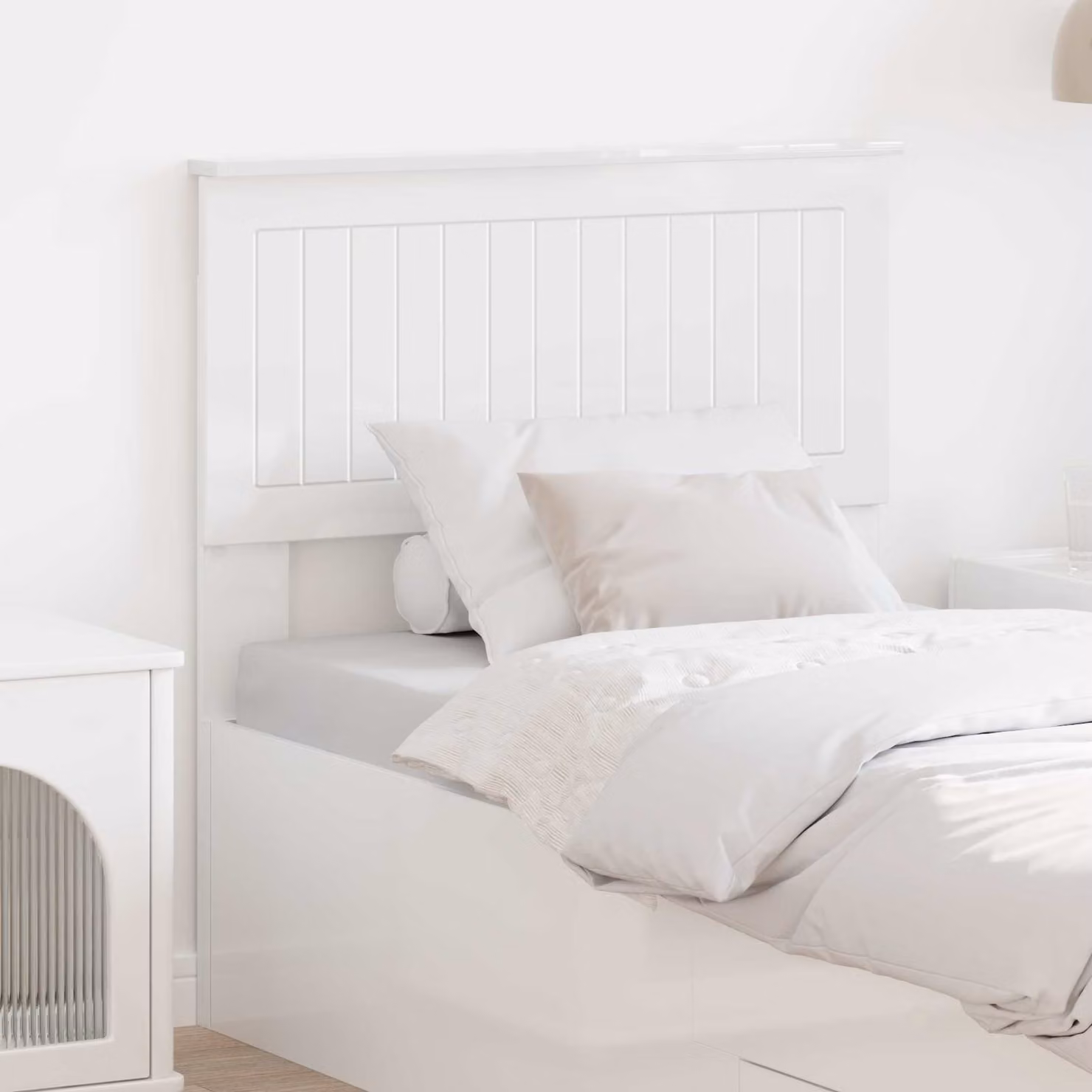 Testiera per letto moderna vidaXL in legno ingegnerizzato bianco lucido