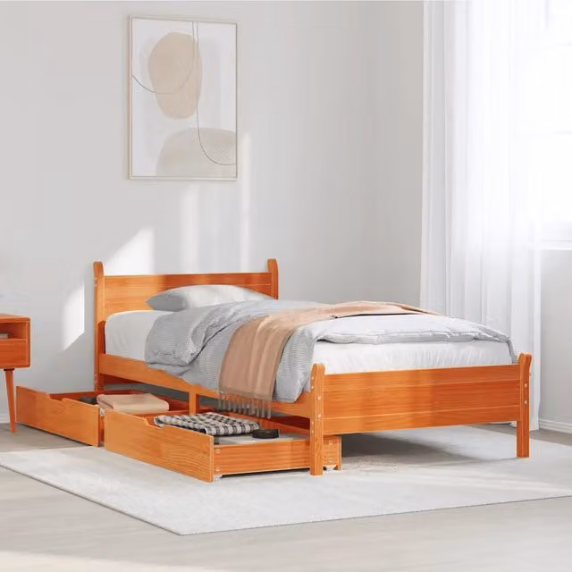 Letto senza Materasso Marrone Cera 100x200 cm in Legno di Pino 3309778