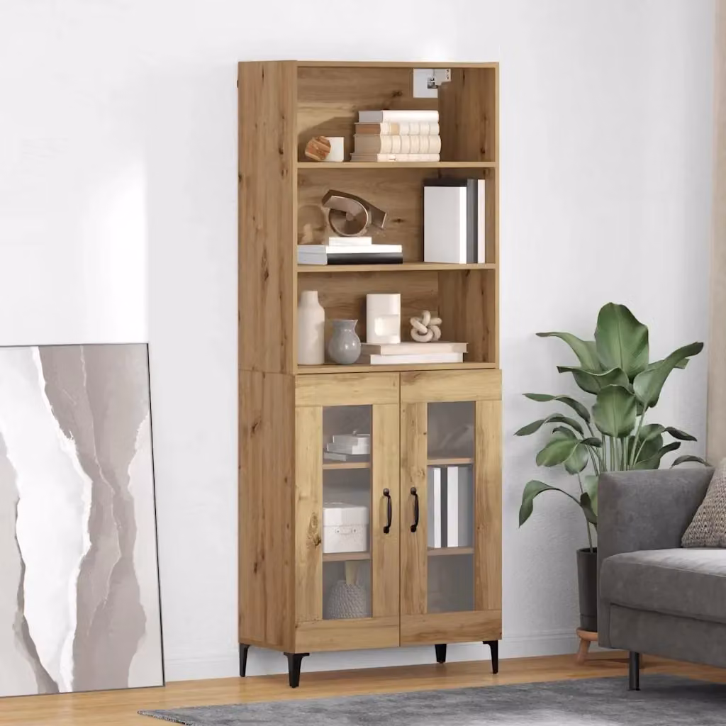 Credenza Buffet e Madia in Rovere Artigianale per Soggiorno e Sala da Pranzo L: 69,5 cm, P: 34 cm, H: 180 cm – 2