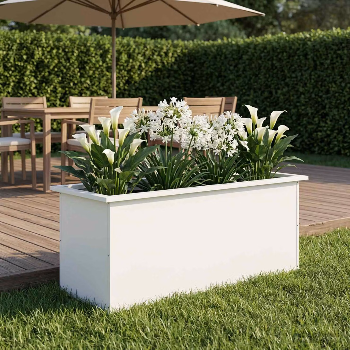 Fioriera da giardino con LED vidaXL in acciaio bianco L 100 x P 40 x H 40 cm