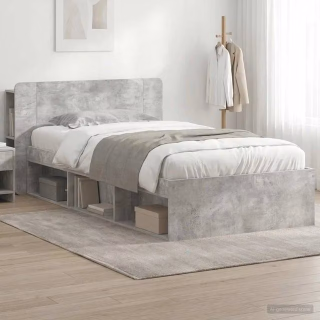 Letto moderno con contenitore vidaXL in tessuto grigio, L/P/H: 221.5 x 100 x 80 cm – 1