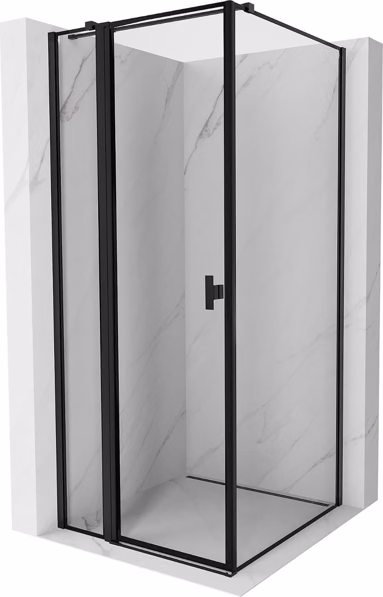 Mexen Mist T cabina doccia battente sinistra 90 x 90 cm, cornice nera, nera - 8A4T-090-090-70-70-L