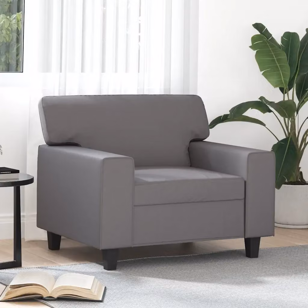 Poltrona Relax Moderna Grigia in Similpelle con Braccioli e Struttura in Metallo – 2