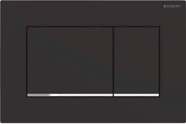 Placca di Copertura 2 Tasti Sigma 30 Geberit Nero Opa Bordo Inf Cromato