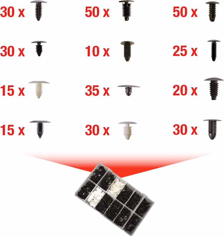 KS TOOLS Set di clip di fissaggio per cablaggi 340 pezzi - 420.0900