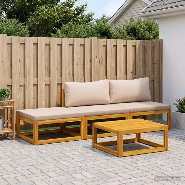 Set di divani 4 pz Naturale Legno di Acacia Massello 3417241