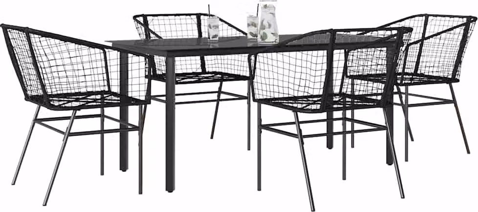 Maison Exclusive - Set Mobili da Pranzo per Giardino 5 pz Nero Polyrattan Vetro